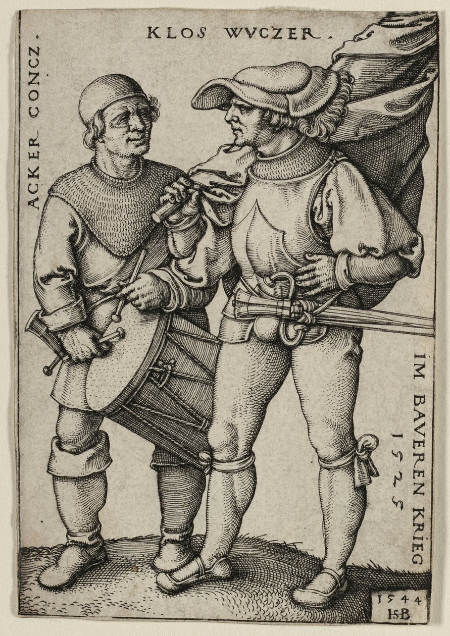 Fanbärare och trummis av Hans Sebald Beham