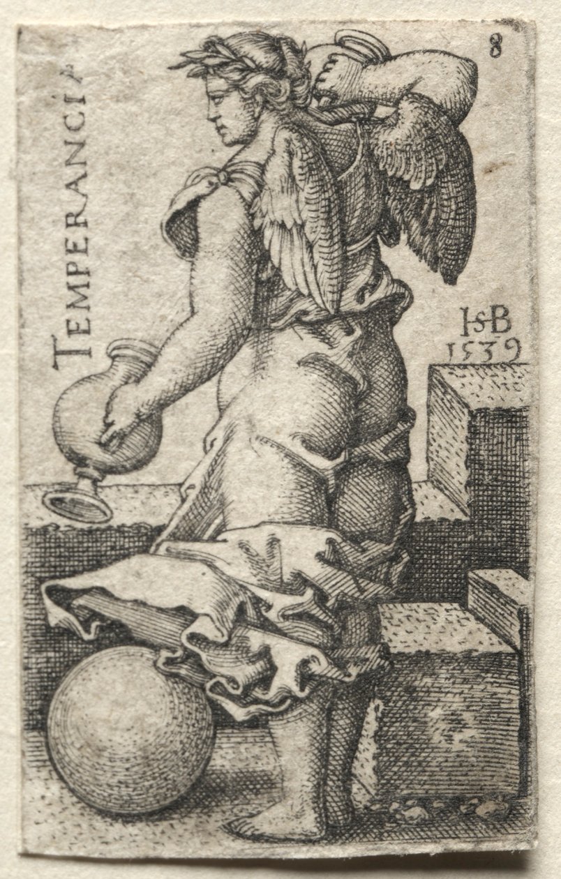 Kunskapen om Gud och de sju kardinaldygderna: Temperance - Temperancia. av Hans Sebald Beham