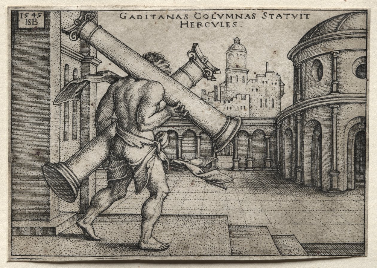 Herkules bär Gades pelare av Hans Sebald Beham