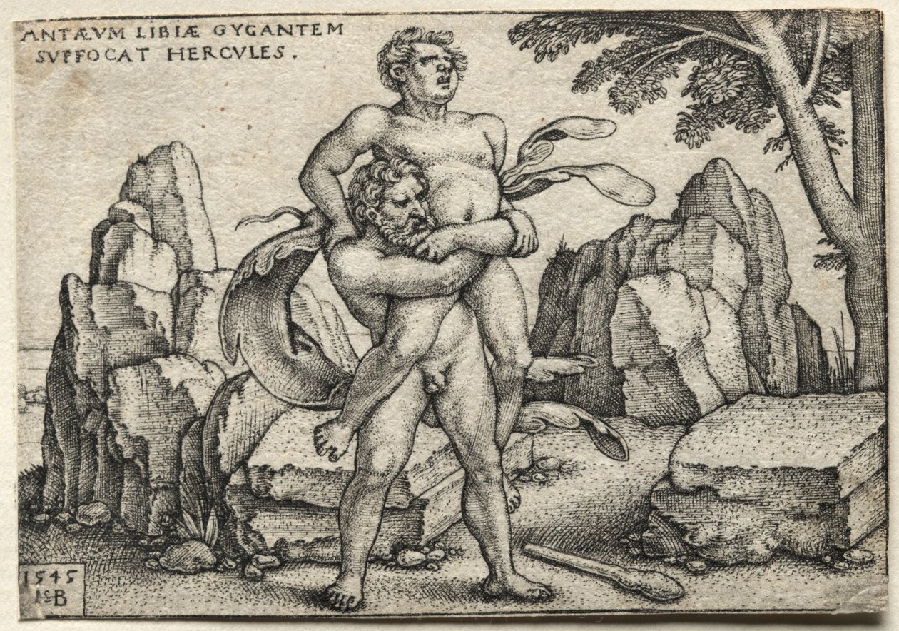 The Labours of Hercules: Hercules Crushing Antaeus, 1545. av Hans Sebald Beham