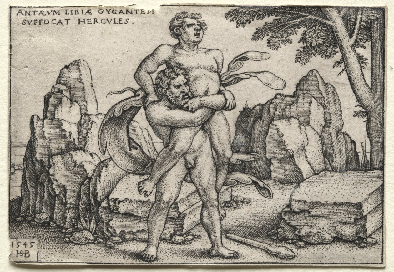 The Labours of Hercules: Hercules Crushing Antaeus, 1545. av Hans Sebald Beham