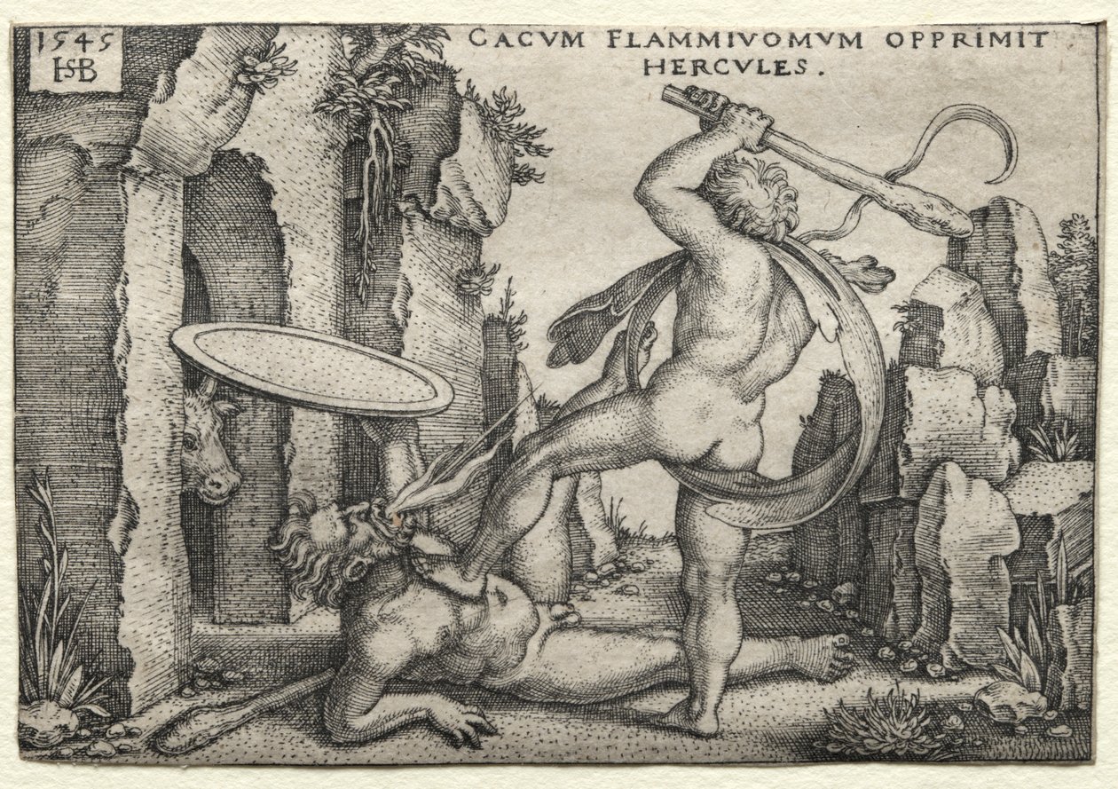 The Labors of Hercules: Hercules Killing the Giant Cacus av Hans Sebald Beham