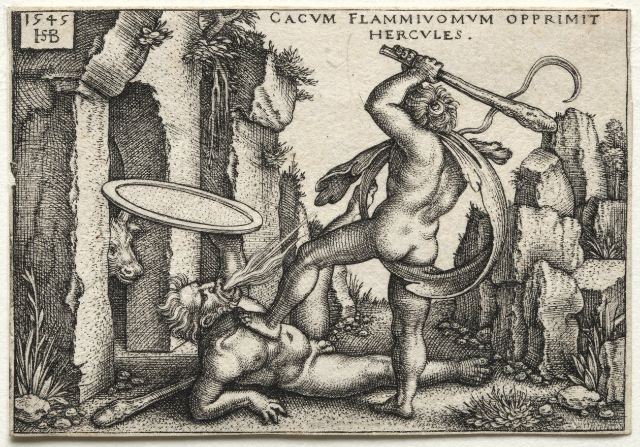 Herkules dödar jätten Cacus av Hans Sebald Beham
