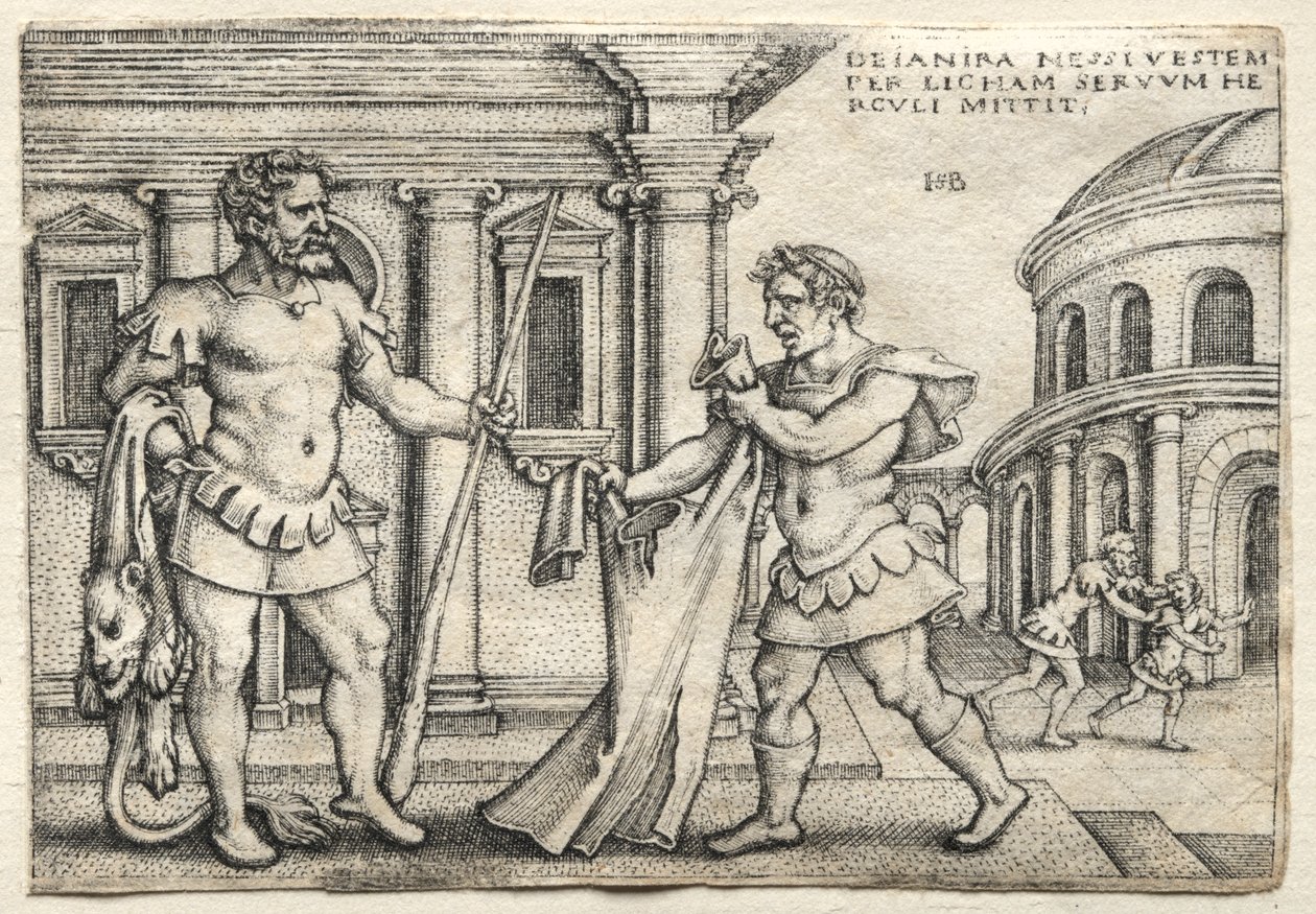 Herkules tar emot plagget som dränkts i Nessus blod av Hans Sebald Beham