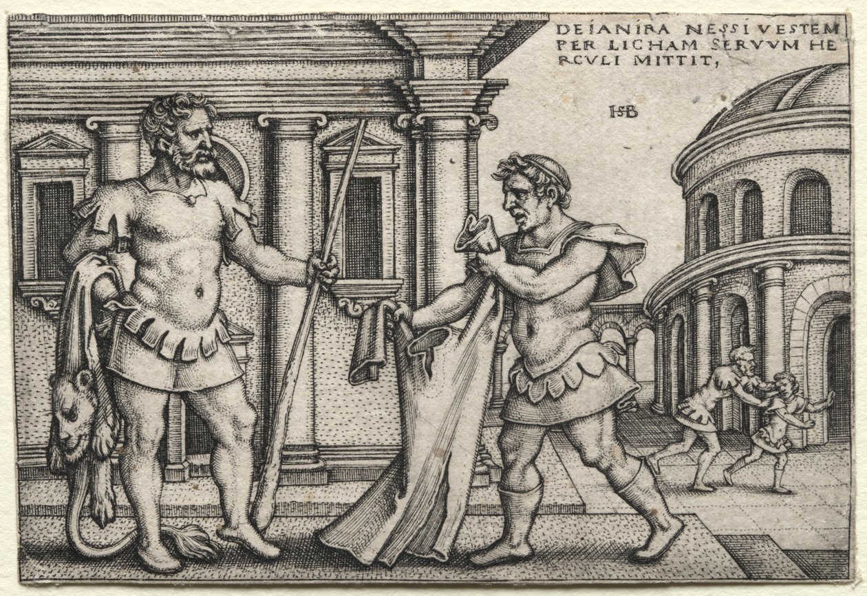 Herkules tar emot plagget som dränkts i Nessuss blod, 1542. av Hans Sebald Beham