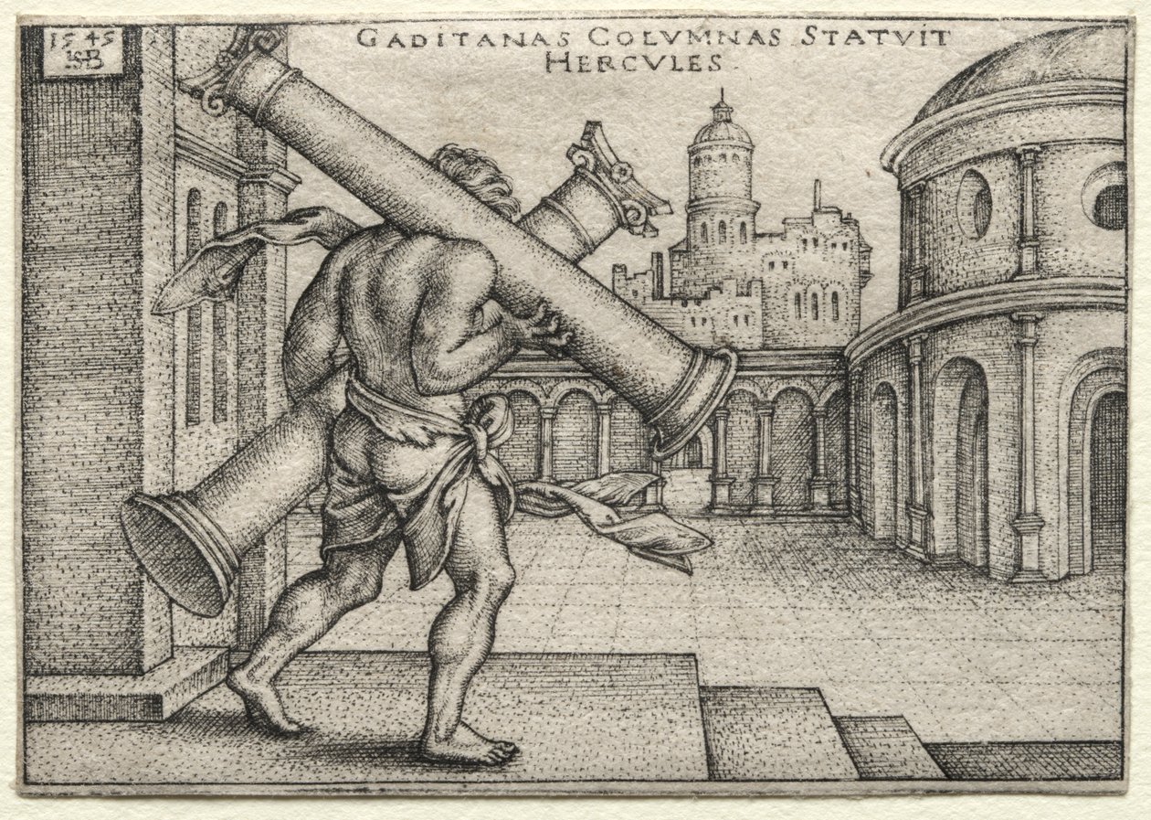 The Labors of Hercules: Hercules and the Columns of Gades av Hans Sebald Beham