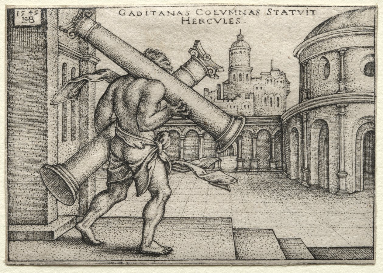 The Labours of Hercules: Hercules and the Columns of Gades, 1545. av Hans Sebald Beham