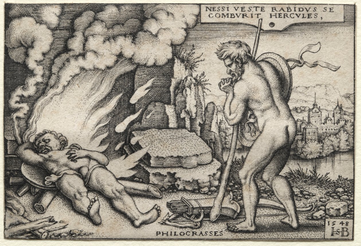 Herkules på sitt bål, 1548. av Hans Sebald Beham