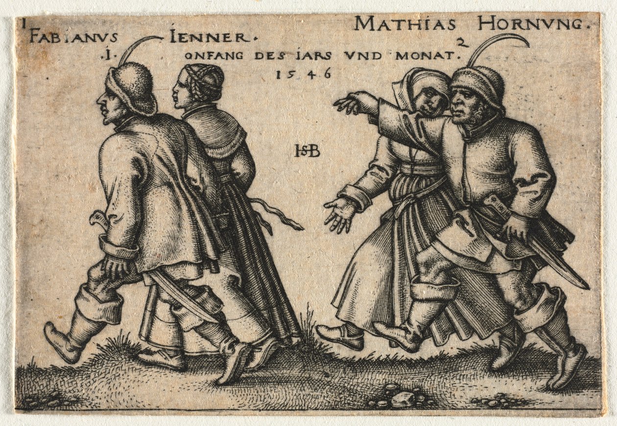 Bondbröllopet eller de tolv månaderna: 1-Fabianus Jenner 2-Mathias Hornung av Hans Sebald Beham