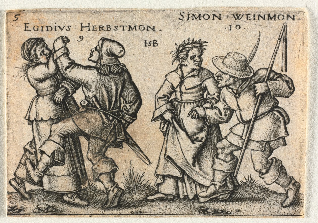Bondbröllopet eller de tolv månaderna: 9-Egidius Herbstmon 10-Simon Weinmon, 1546. av Hans Sebald Beham