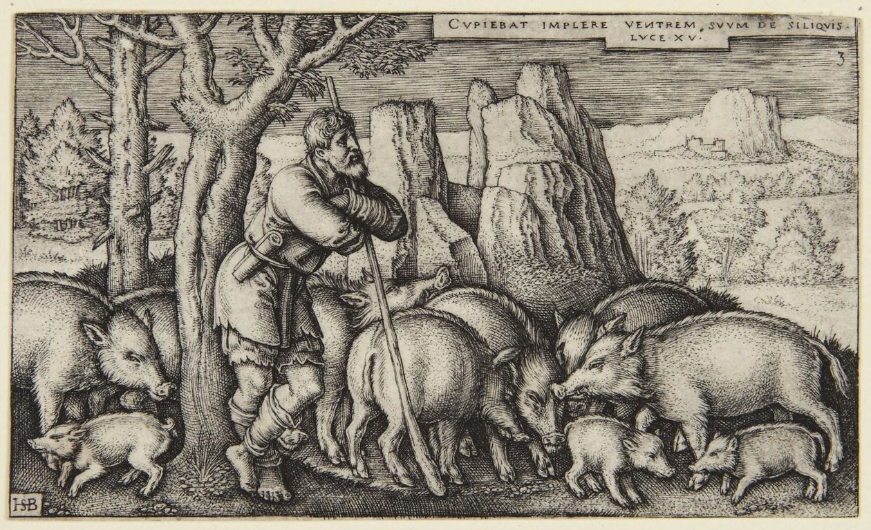 Den förlorade sonen III: sonen bland svinen av Hans Sebald Beham