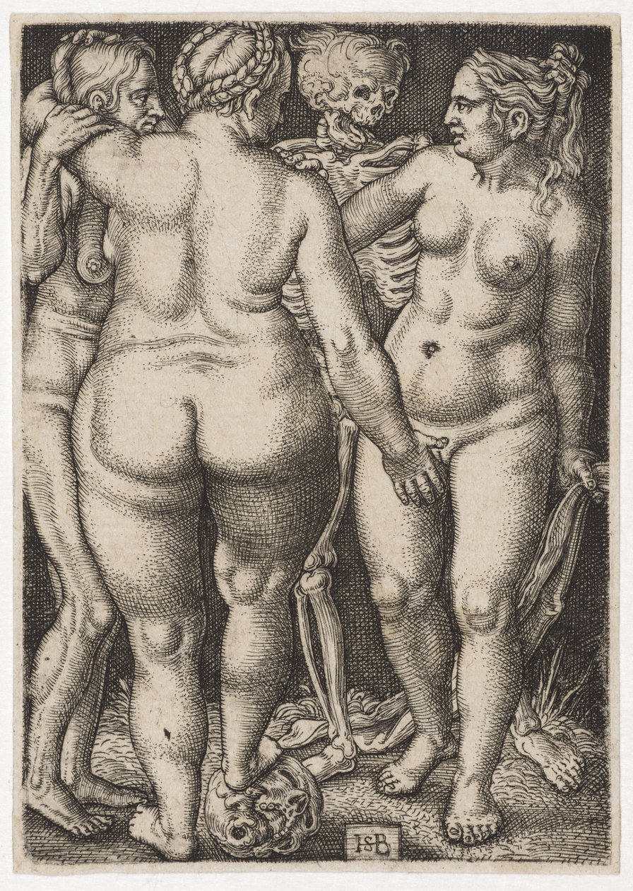 Tre kvinnor och döda, ca. 1546-50 av Hans Sebald Beham