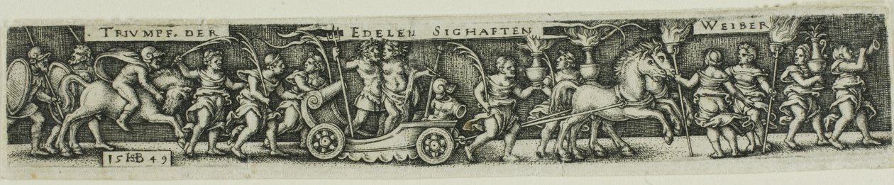 Triumftåg av de ädla härliga kvinnorna av Hans Sebald Beham