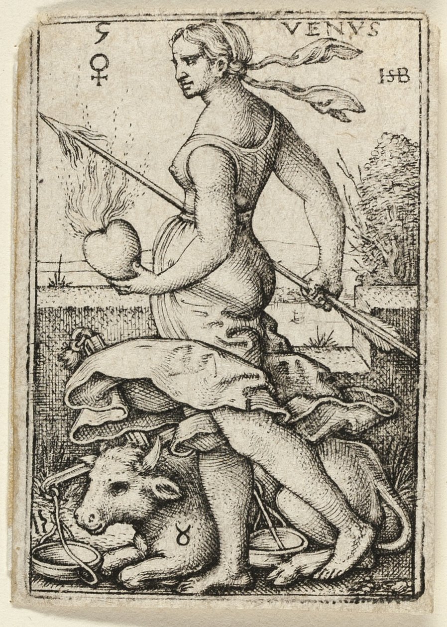 Venus, plansch fem från De sju planeterna med zodiakerna av Hans Sebald Beham
