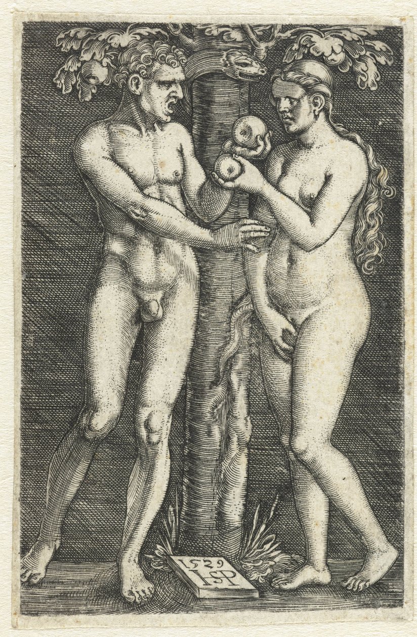 Adam och Evas frestelse i paradiset av Hans Sebald Beham