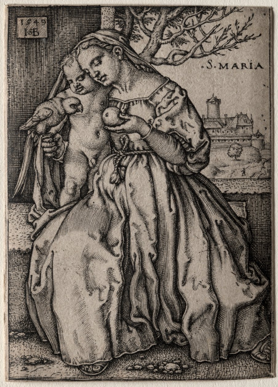 Jungfru med papegojan, 1549. av Hans Sebald Beham