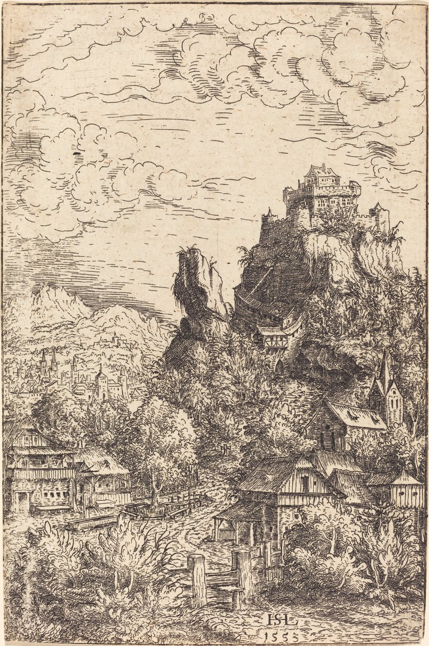 Landskap med ett slott, 1553. av Hans Sebald Lautensack