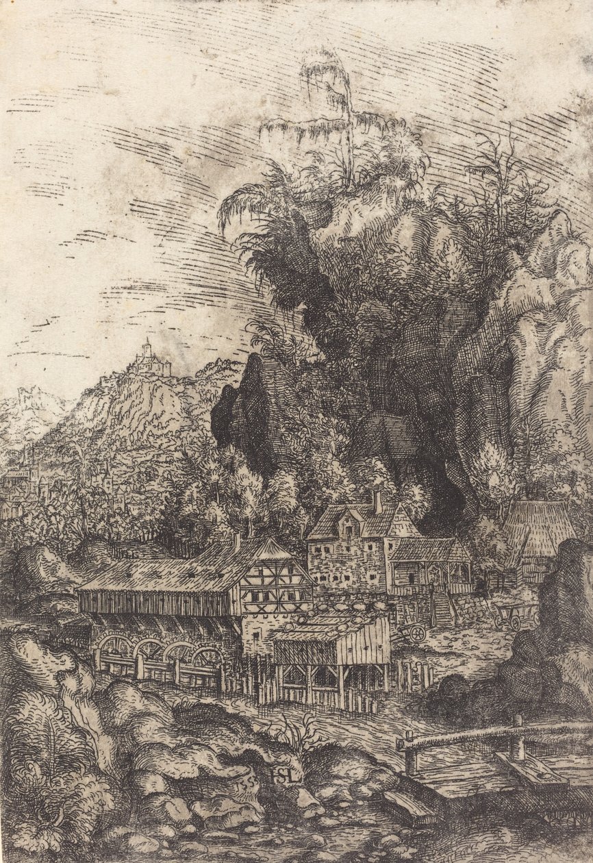 Landskap med en vattenkvarn, 1553. av Hans Sebald Lautensack