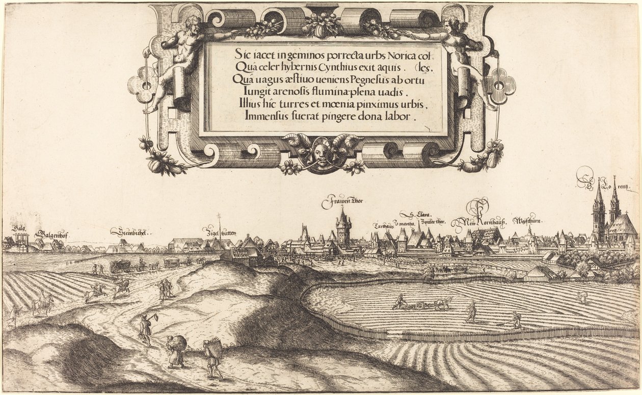 Utsikt över Nürnberg från öster [vänster sektion], 1552. av Hans Sebald Lautensack