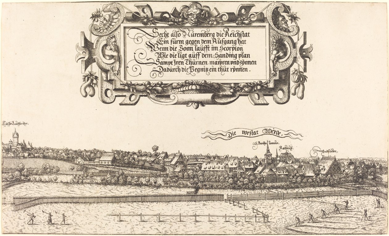 Utsikt över Nürnberg från öster [höger avsnitt], 1552. av Hans Sebald Lautensack