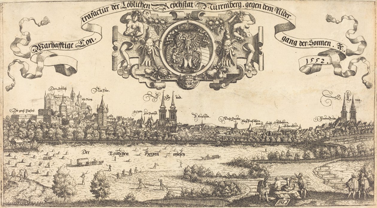 Utsikt över Nürnberg från väster [mittsektion], 1552. av Hans Sebald Lautensack