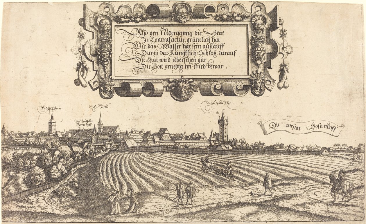 Utsikt över Nürnberg från väster [höger sektion], 1552. av Hans Sebald Lautensack