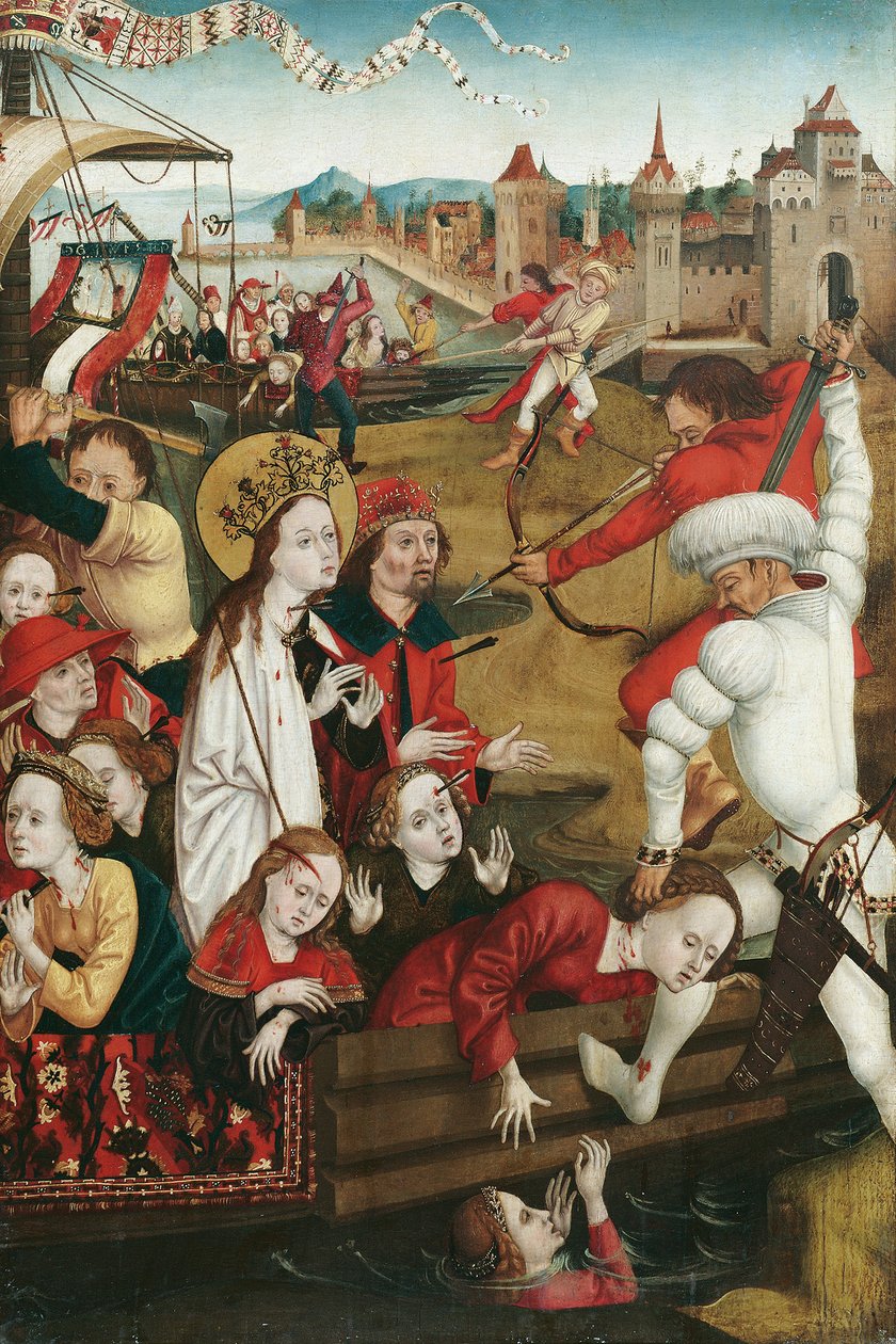 Martyrium av St. Ursula och hennes följeslagare (framsidan); Nedre halvan av en helgonfigur (omvänd) av Hans Siebenbürger