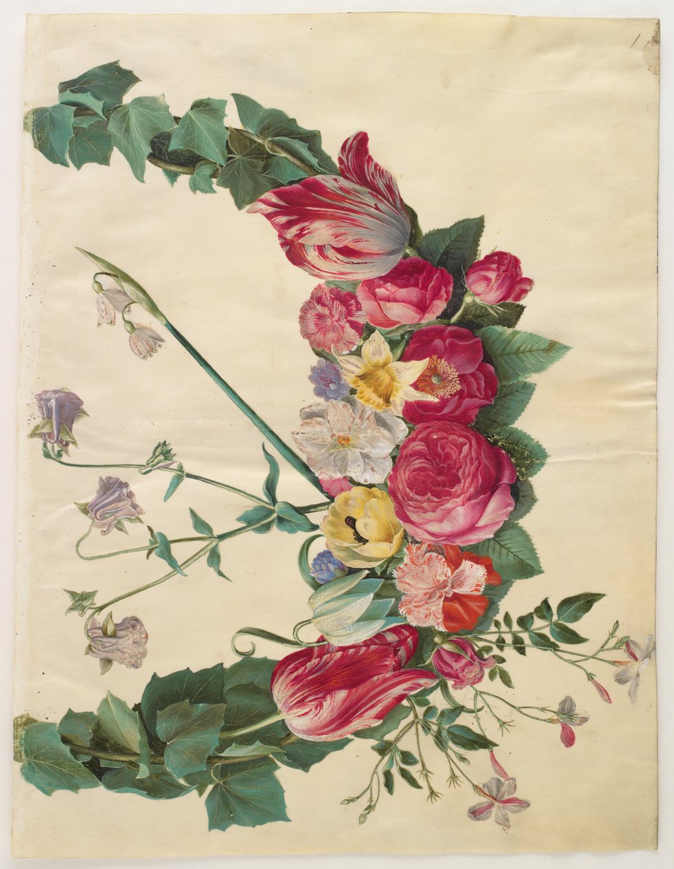 Blomkrans från albumet Gottorfer Codex, ca 1650 (gouache på pergament) av Hans Simon Holtzbecher