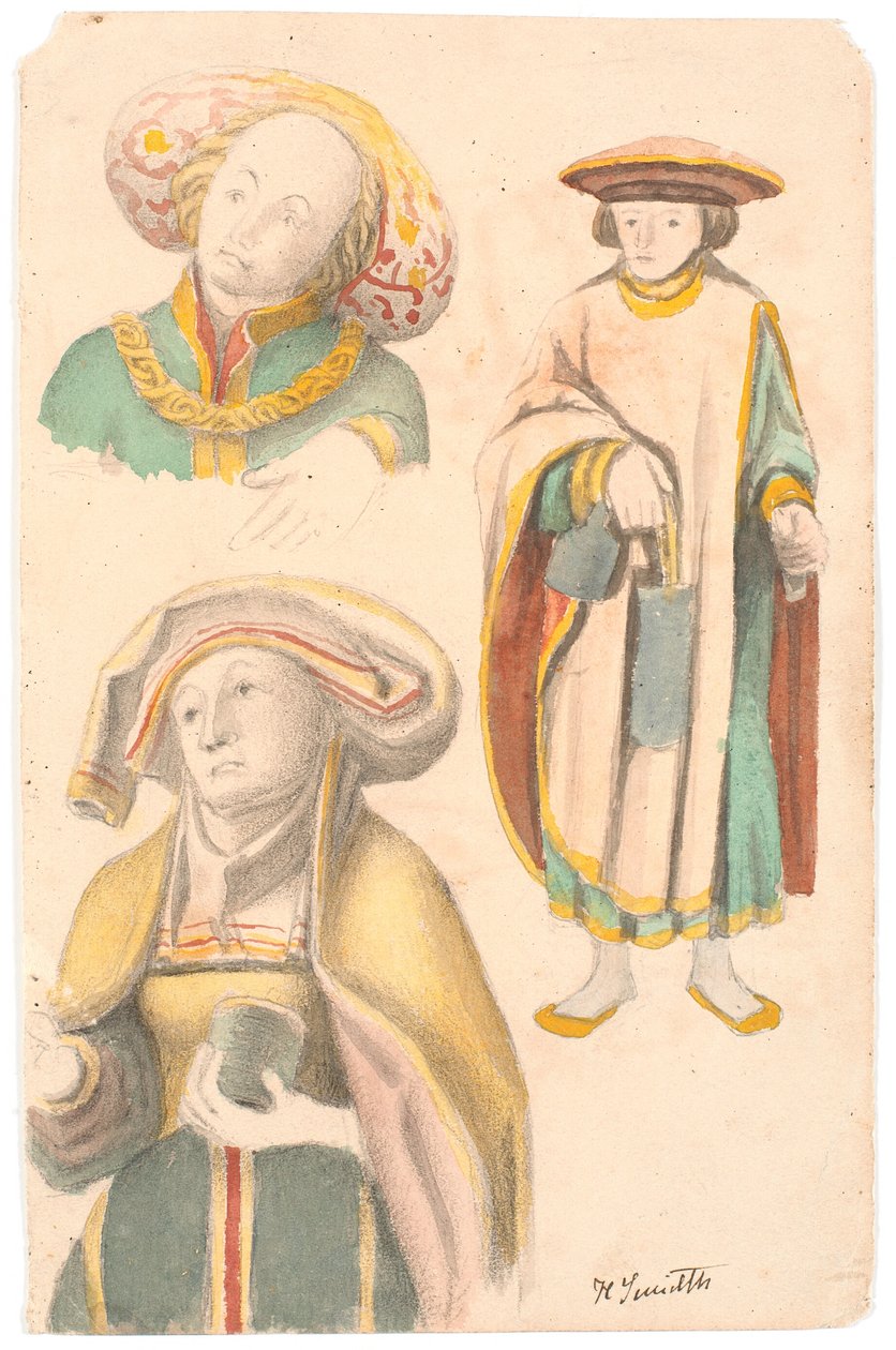 Studie med tre figurer efter altartavlan i Estvad kyrka, Ringkøbing län av Hans Smidth