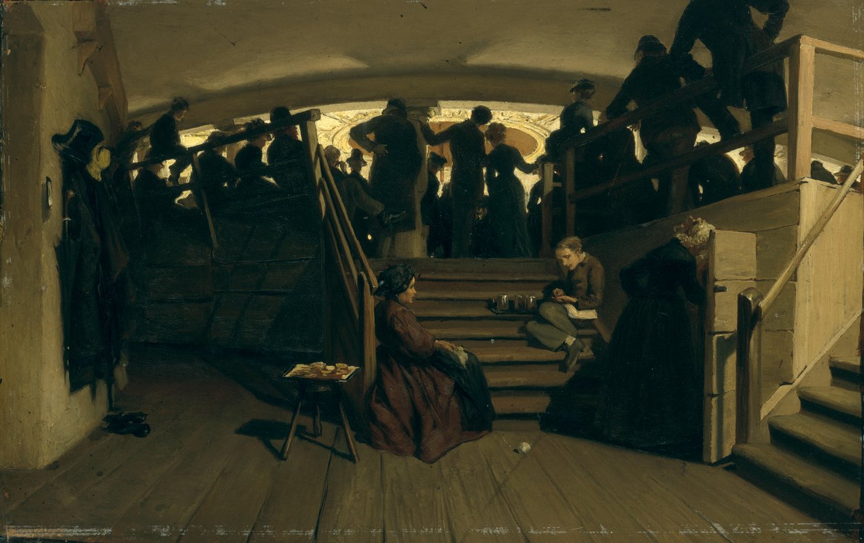 I galleriet på Hamburgs Statsteater, ca 1880 (olja på papper på kartong) av Hans Speckter