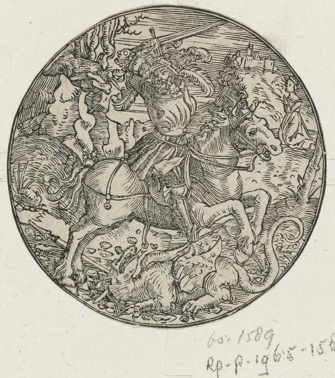 H. Joris dödar draken av Hans Springinklee (manner of)