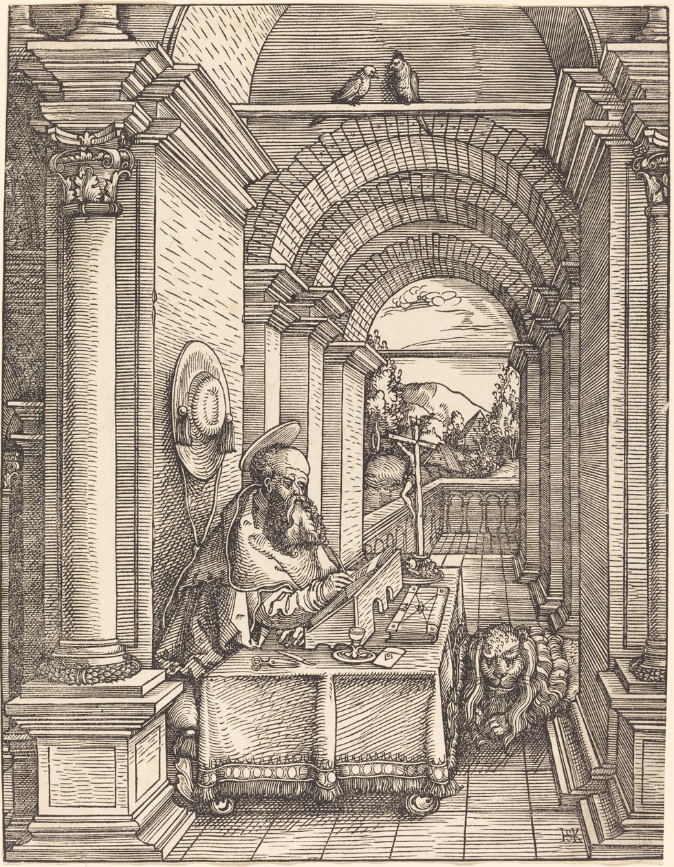 Saint Jerome skriver av Hans Springinklee
