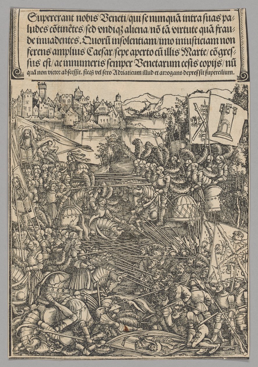Krig med Venedig, skylt 21 från Historiska scener ur kejsar Maximilian I:s liv från triumfbågen av Hans Springinklee