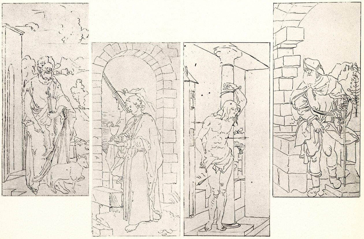 Johannes Döparen och Johannes evangelisten. samt St. Sebastian och St. Rochus av Hans Suess Kulmbach