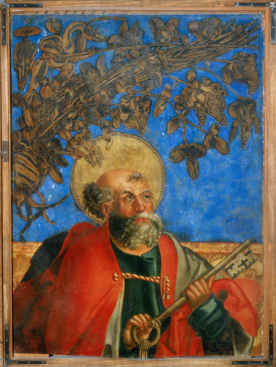 Sankt Peter, övre delen, detalj av berättelser om de heliga Peter och Paulus av Hans Suess Kulmbach