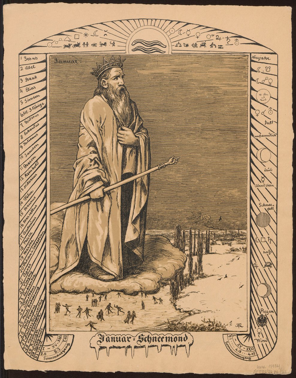Allegori över januari. Projekt till ”Evighetskalender i bilder”, del I, 1881-1901 (Evighetsbildkalender) av Hans Thoma