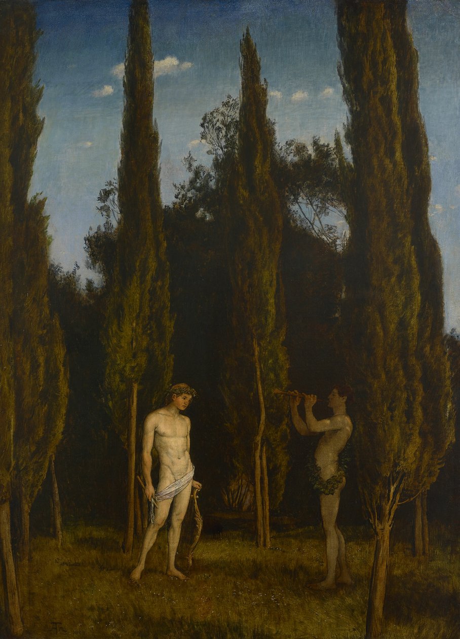 Apollo och Marsyas av Hans Thoma