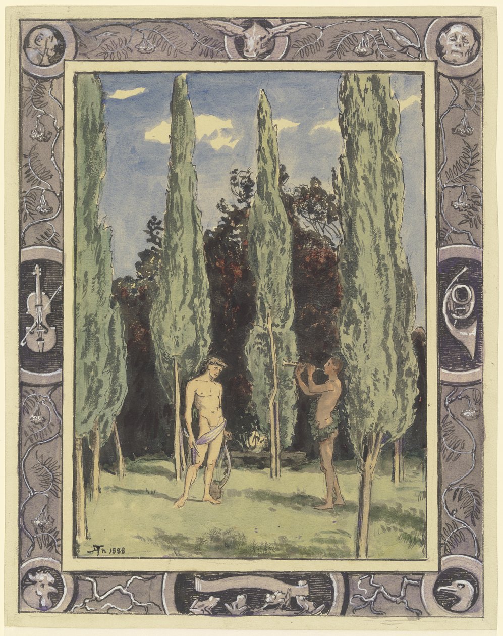 Apollo och Marsyas av Hans Thoma