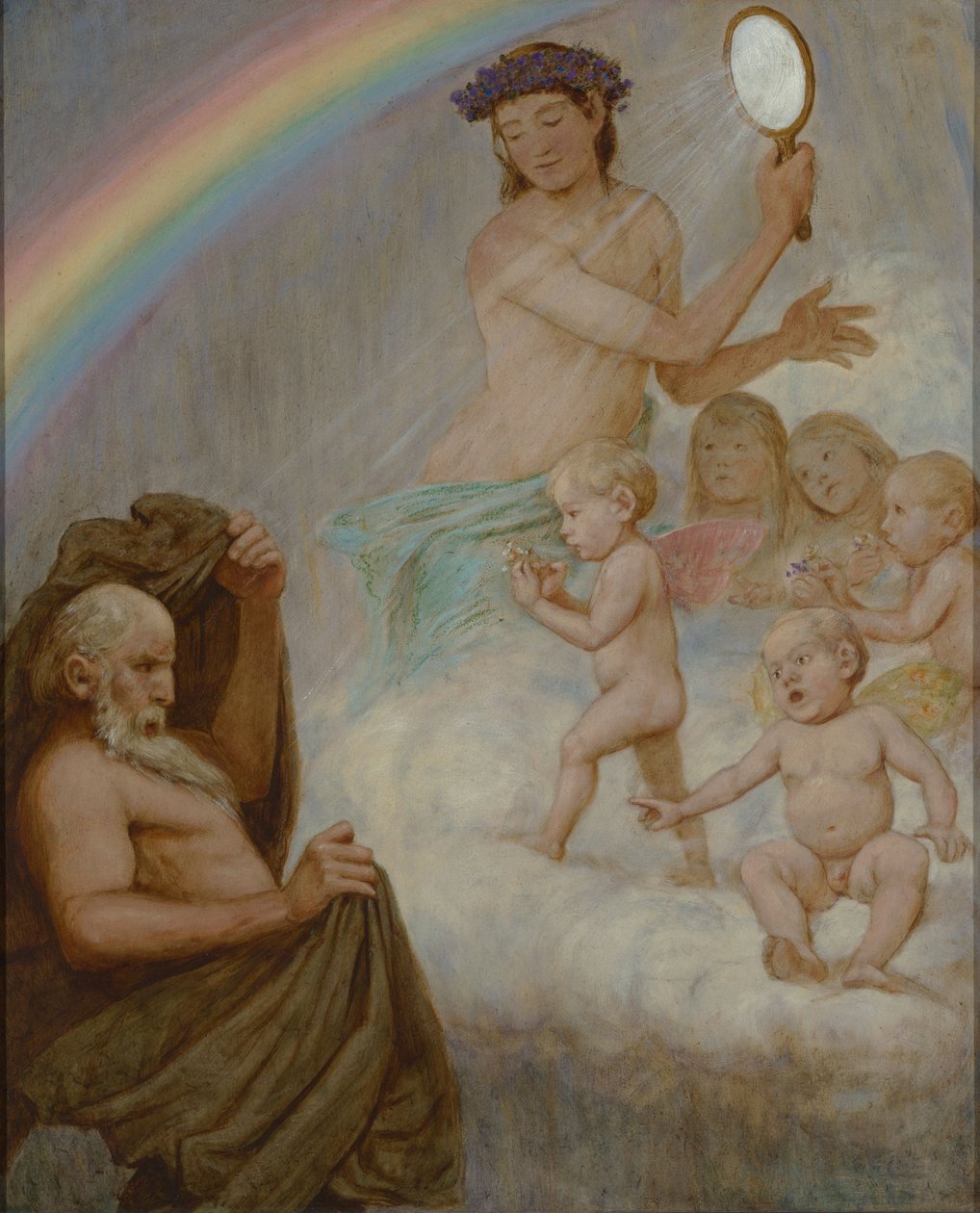 April (vårgudinnan fördriver vintern) av Hans Thoma