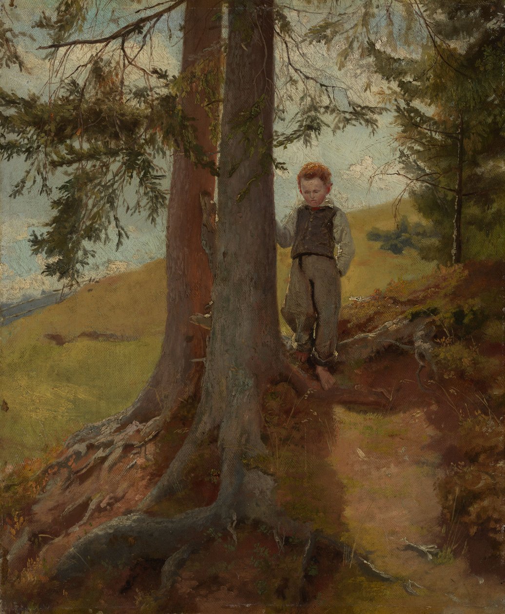 Bondpojke vid skogsbrynet av Hans Thoma