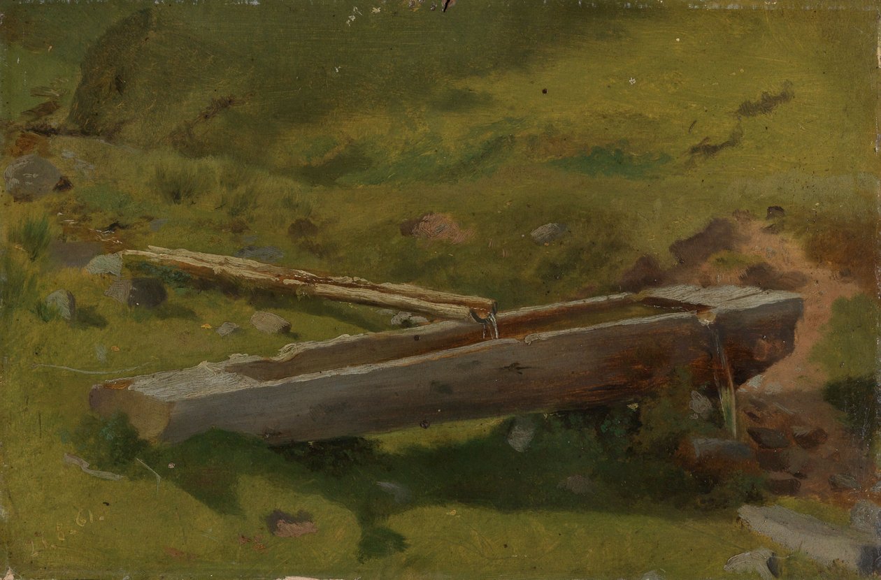 En trädstam som vattenkärl av Hans Thoma