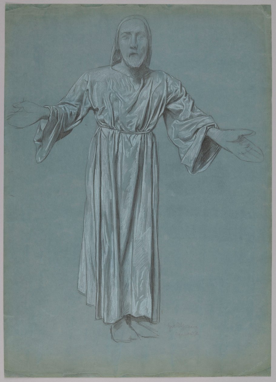 Kristus med utsträckta armar (framsida och baksida) av Hans Thoma