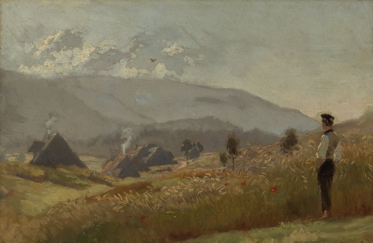Ung bonde vid sädesfältet av Hans Thoma
