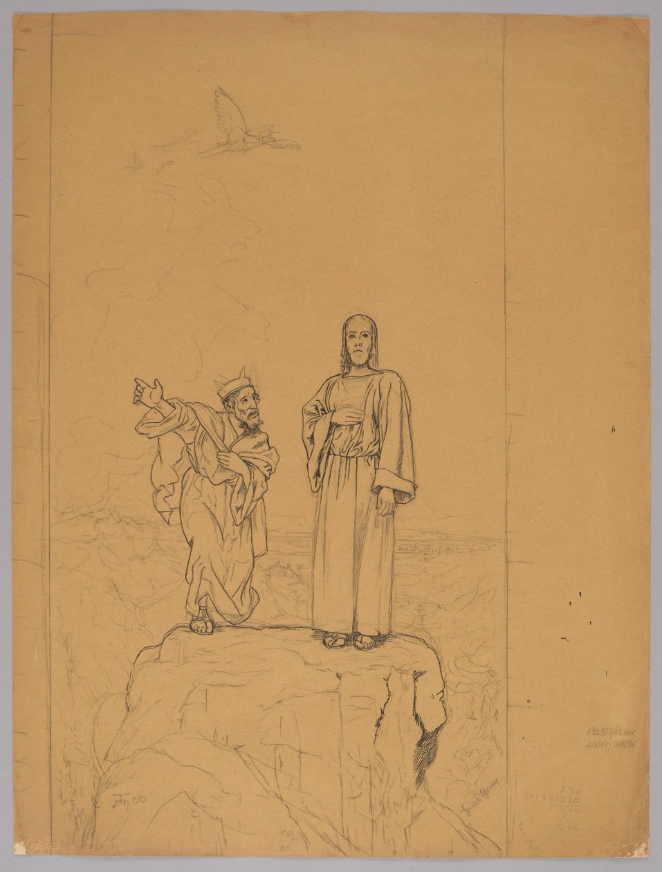 Die Versuchung Christi, verso: Christus gekreuzigt av Hans Thoma