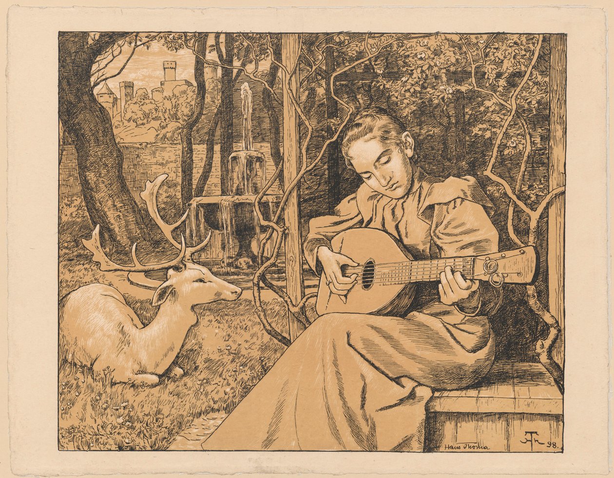 Lutspelerskan. En allegori över musiken av Hans Thoma