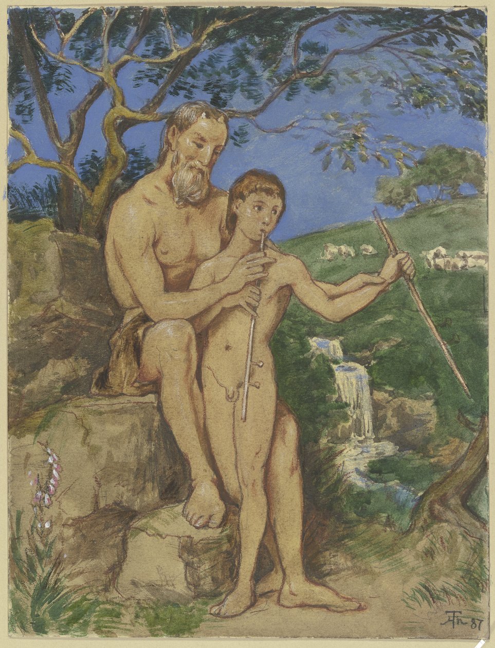Gammal och ung faun av Hans Thoma