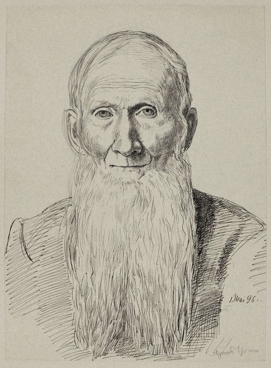 En byst föreställande en gammal man med långt skägg av Hans Thoma