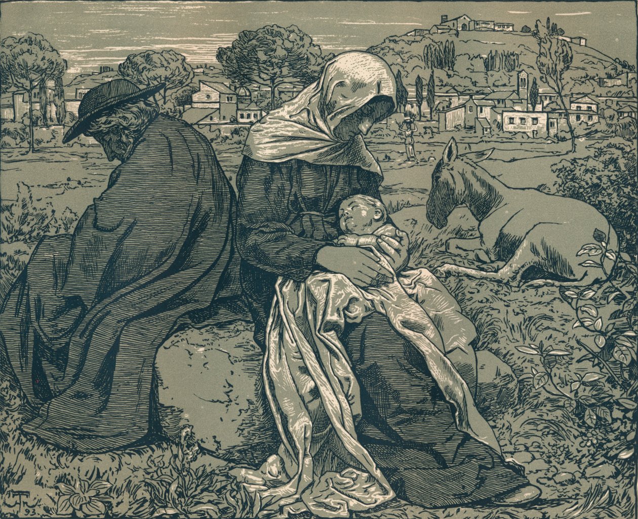 Vila under flykten till Egypten, c1897 av Hans Thoma