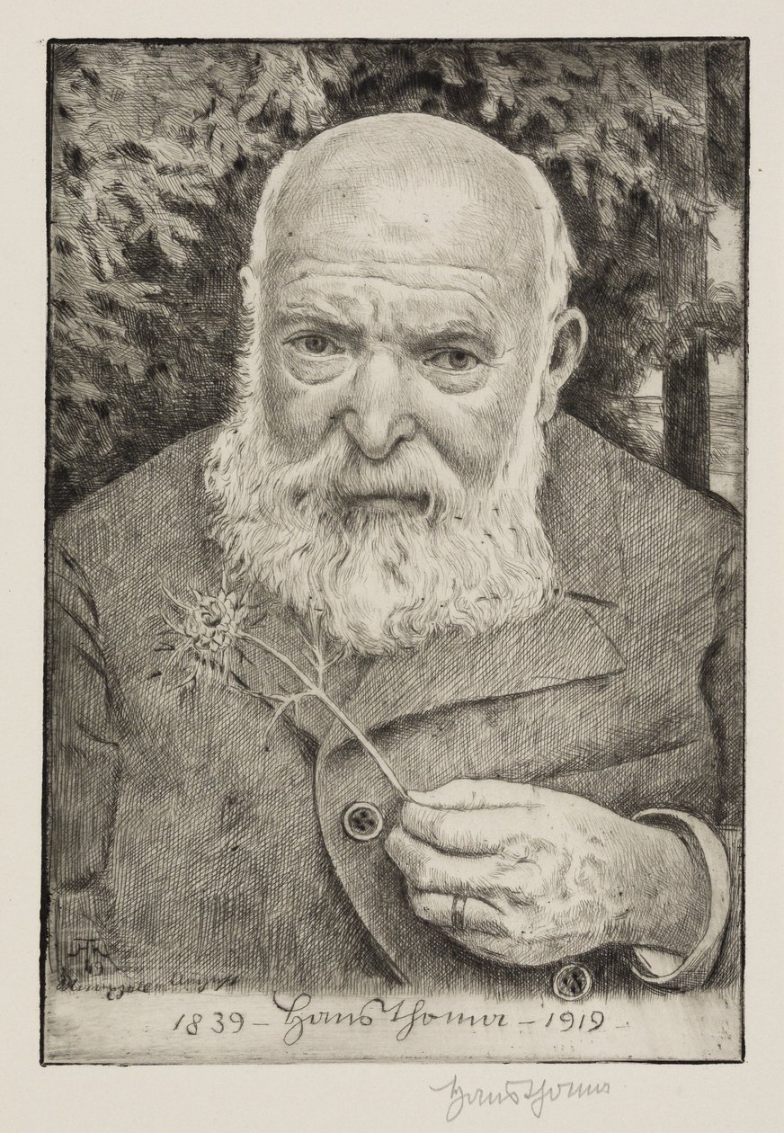 Självporträtt VI med blomma av Hans Thoma