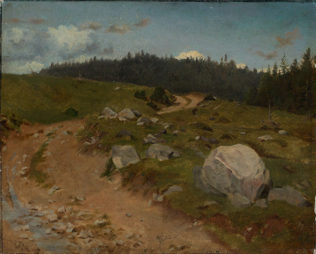 Stenig stig vid skogsbrynet av Hans Thoma